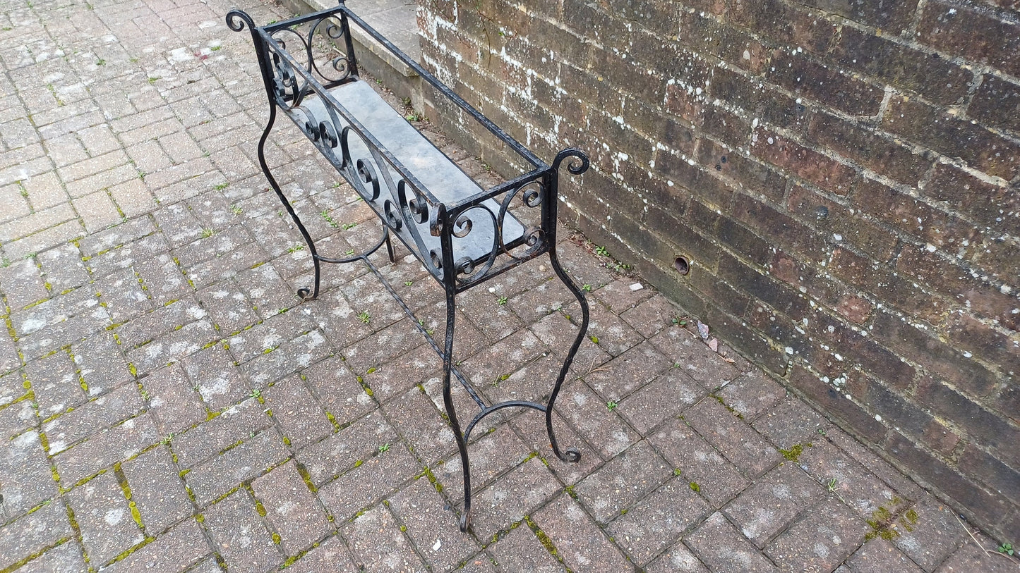 Vintage Retro 50s Metal Planter Plant Display Slate Bottom