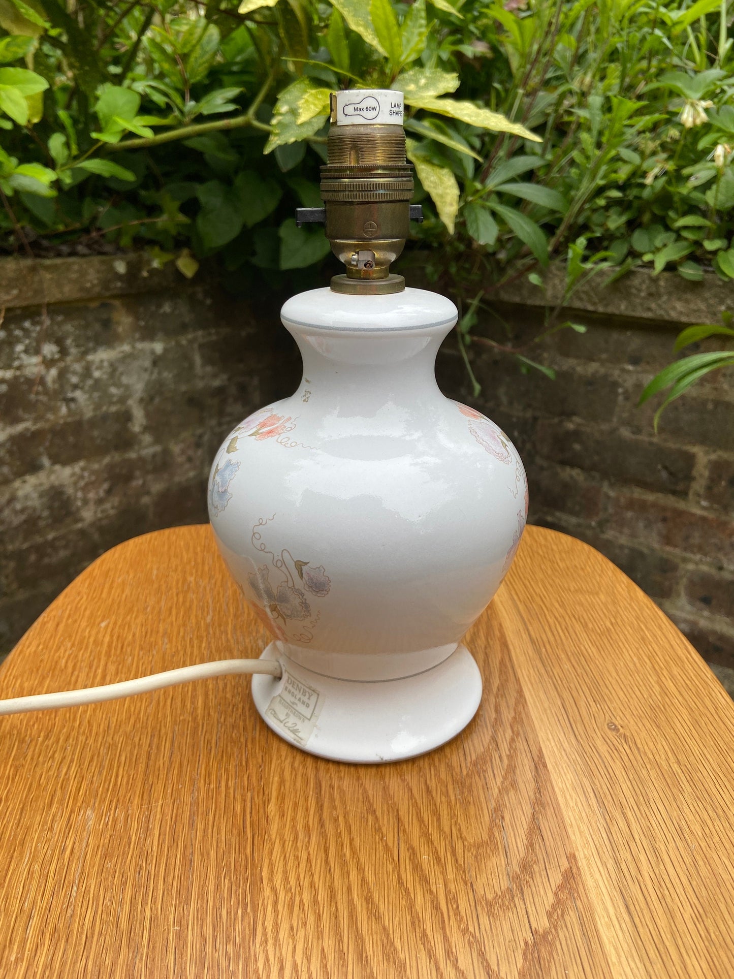 Denby vintage ceramic lamp with flowers - vintage table lamp, Denby collector, working lamp