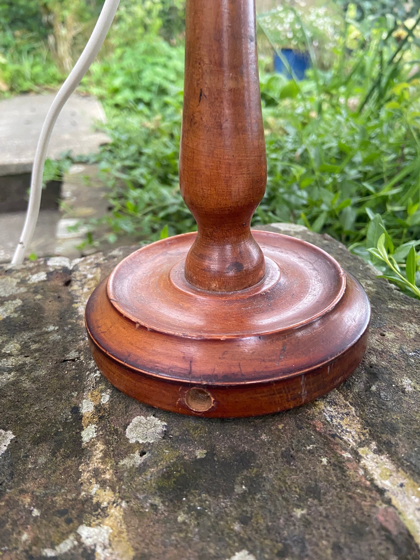 Delightful vintage antique wooden candlestick refurbed lamp - wooden table lamp