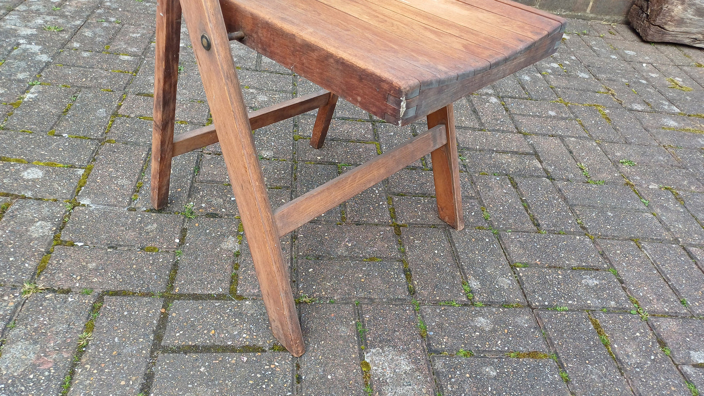Pre-War Vintage Solid Beech Folding Chair Inside or Garden
