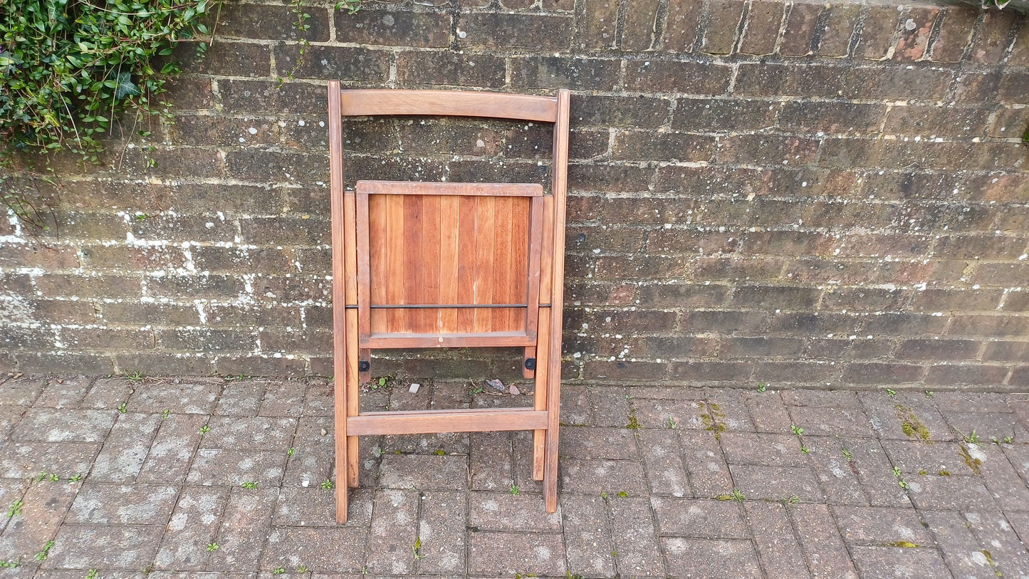 Pre-War Vintage Solid Beech Folding Chair Inside or Garden