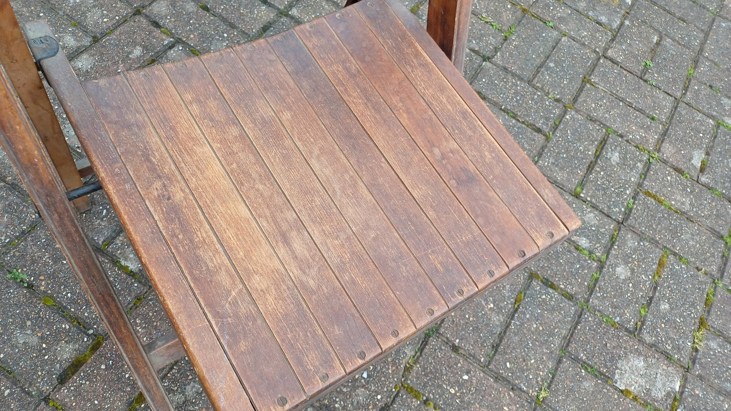 Pre-War Vintage Solid Beech Folding Chair Inside or Garden