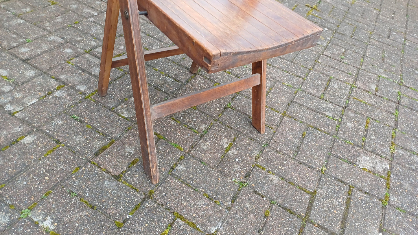Pre-War Vintage Solid Beech Folding Chair Inside or Garden
