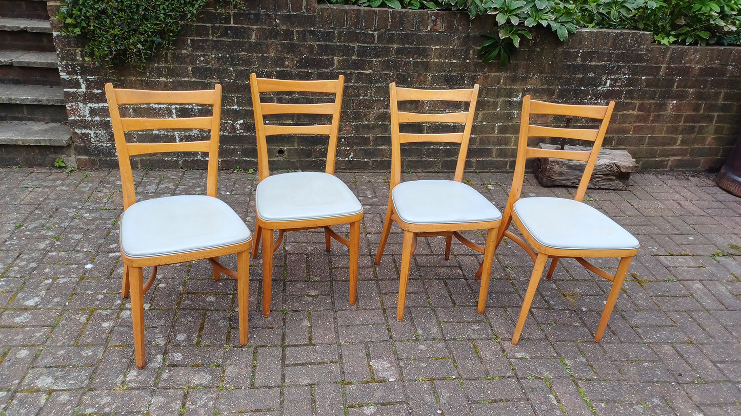 Vintage Retro Kitchen Dining Set of Four Chairs Vinyl Coverings