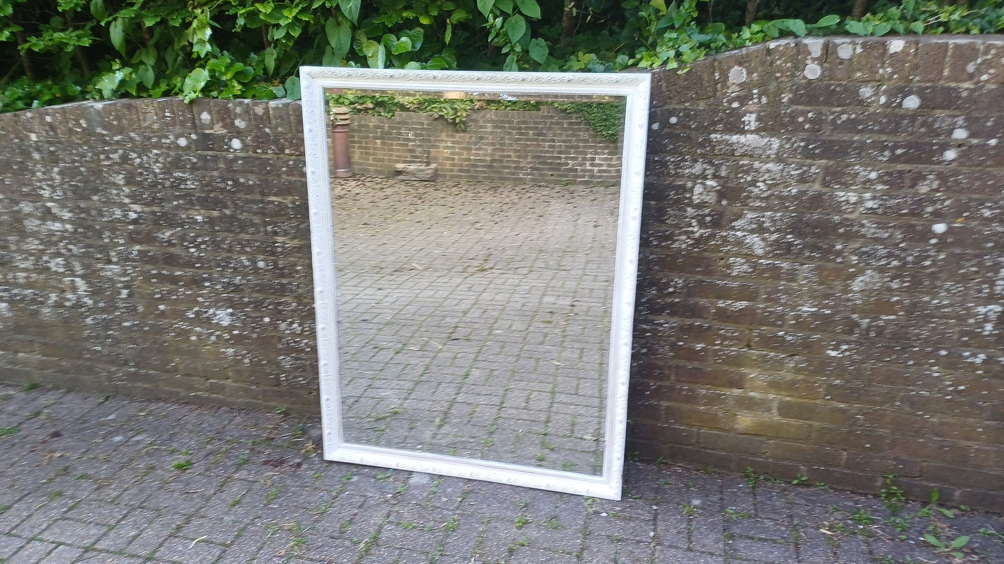 Huge Vintage Painted Shabby Chic Wall or Over Mantel Mirror Bespoke Upcycled. 132 x 102 cm