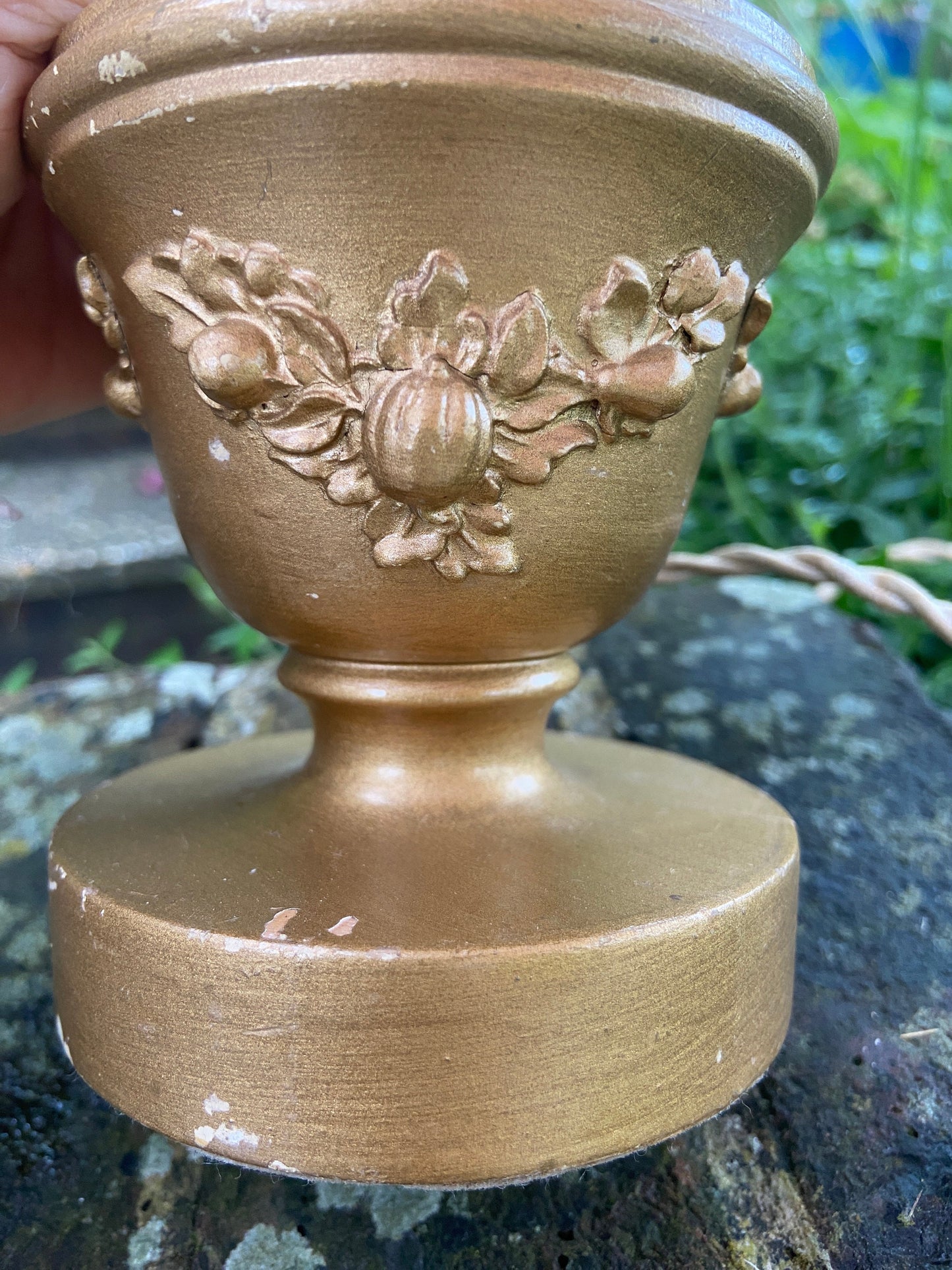 Vintage Gold Table Lamp - working vintage wooden lamp painted in gold, mid century table lamp