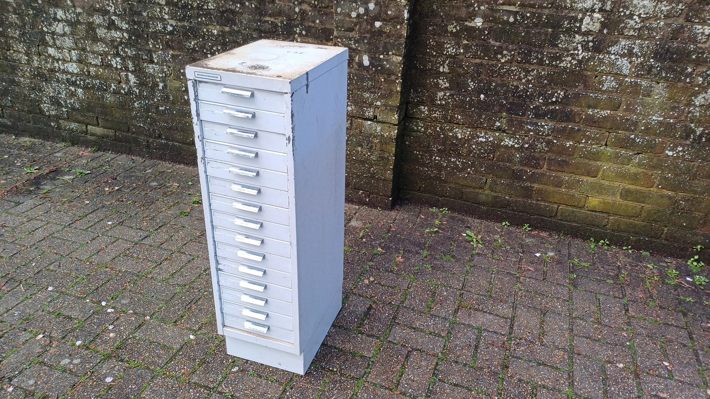 Fantastic Vintage Retro 80s White Metal Filing Drawers Tools Office Artisan Storage