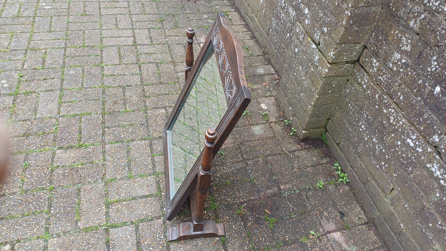 Vintage Solid Oak 1920s Oak Swing Mirror