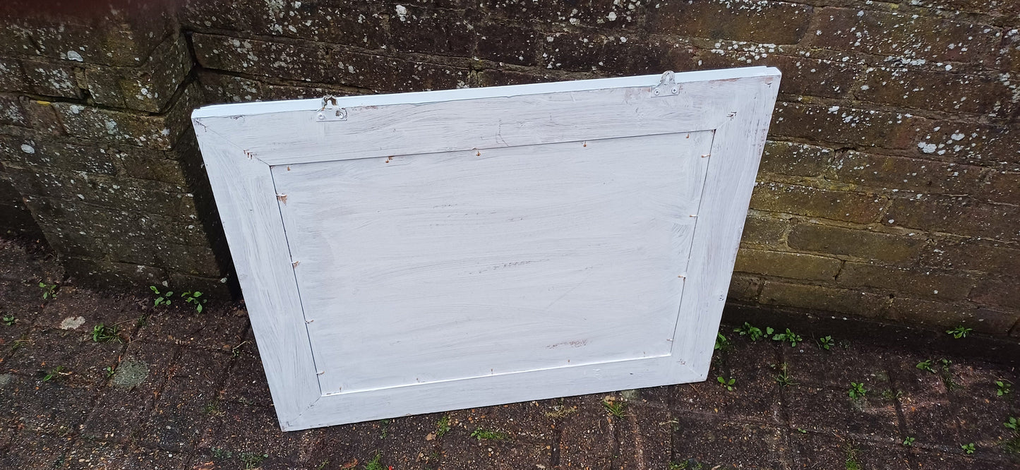 Huge Vintage Painted Shabby Chic Wall or Over Mantel Mirror Bespoke Upcycled. Farrow and Ball Light Blue
