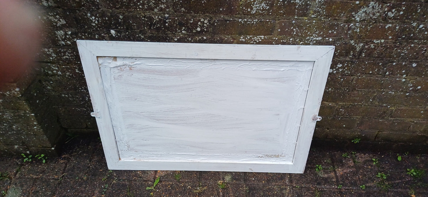 Large Vintage Painted Shabby Chic Wall or Over Mantel Mirror Bespoke Upcycled. Farrow and Ball Light Blue Grey