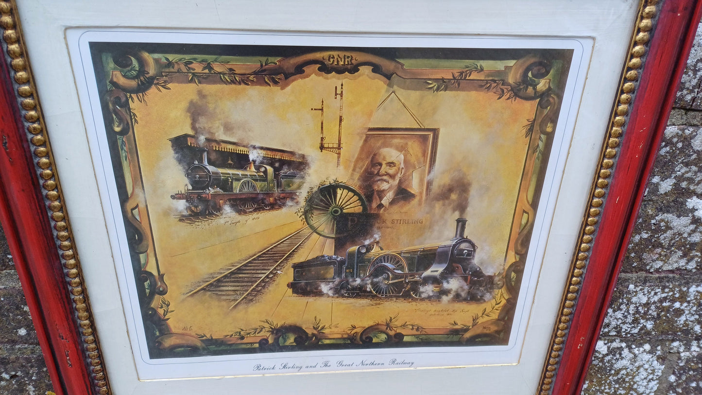 Steam Engines and Train lovers Delight - vintage prints of steam engines professionally framed as a set - Industrial Revolution, Engineering