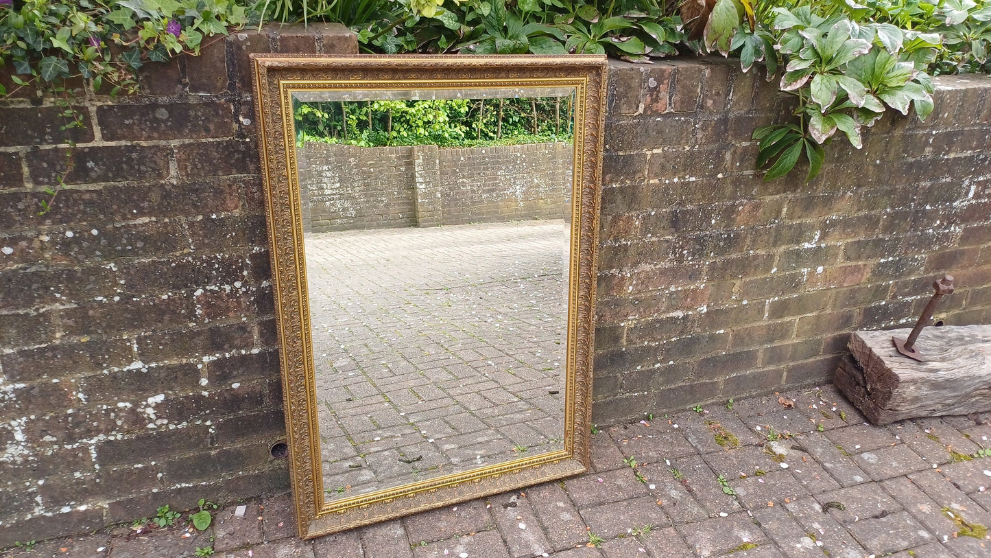 Huge Vintage 80s Gold Gilt Wall Mirror Bevelled.