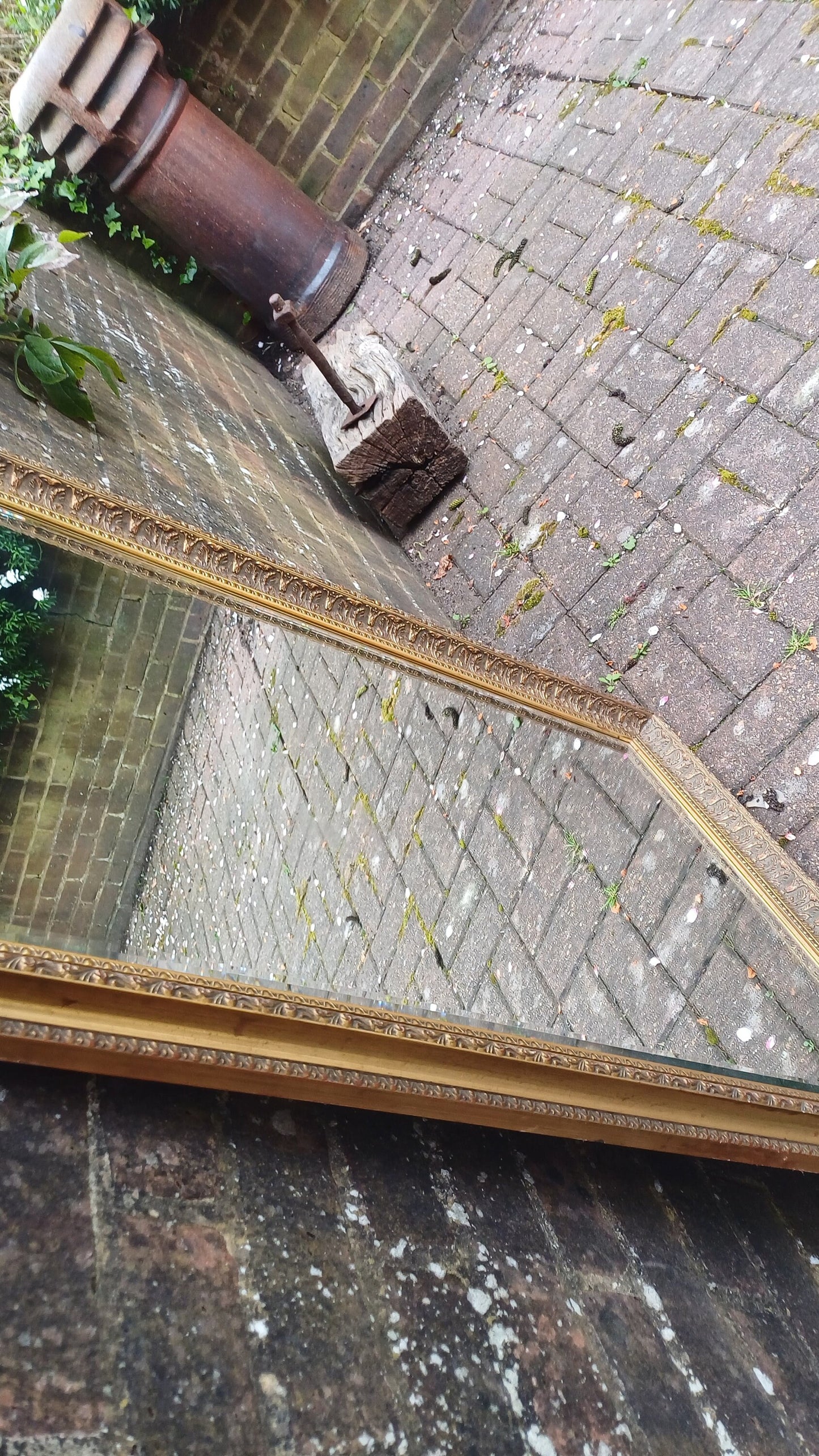 Huge Vintage 80s Gold Gilt Wall Mirror Bevelled.