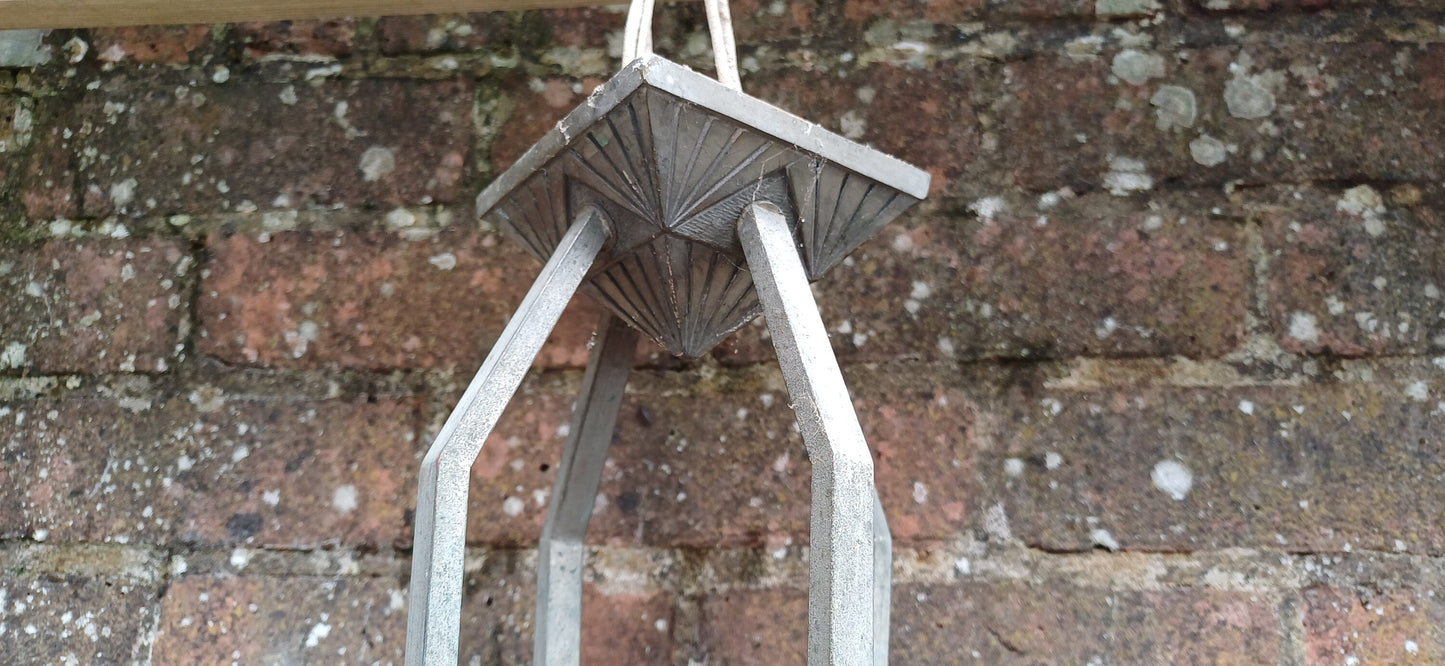 Superb European Grey Metal Art Deco Nouveau Pendant Light Fitting