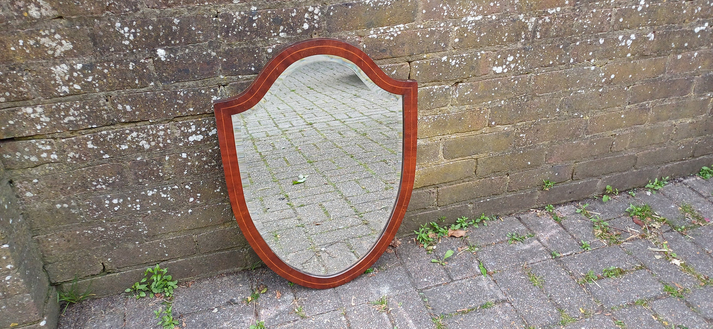 Unusual Shape Early 20th Century Mahogany Wall Mirror.