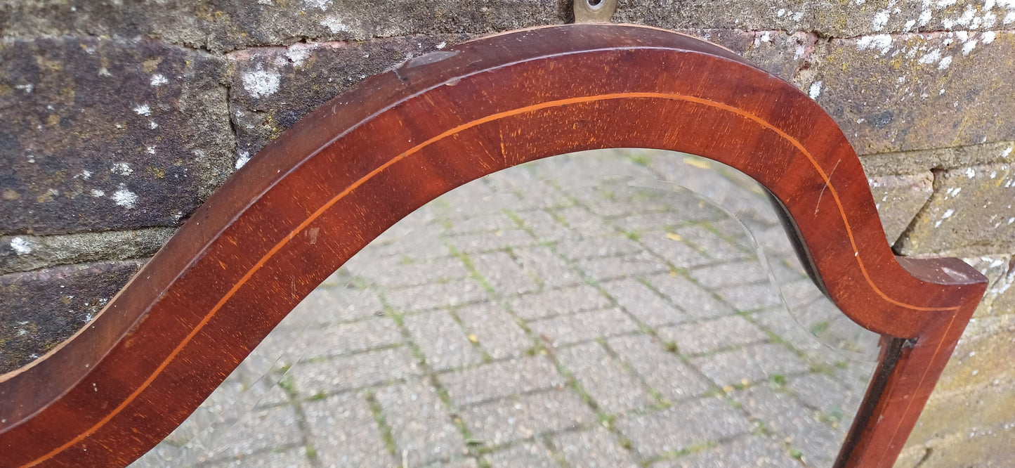 Unusual Shape Early 20th Century Mahogany Wall Mirror.