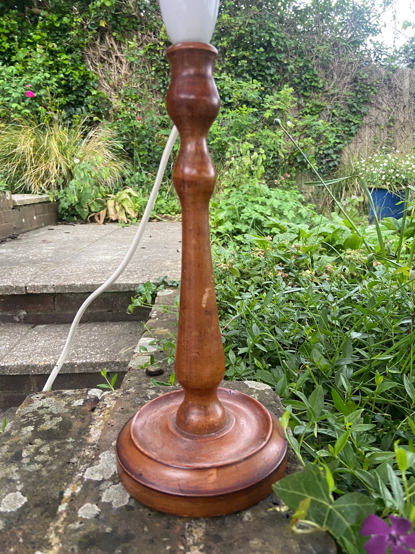 Delightful vintage antique wooden candlestick refurbed lamp - wooden table lamp