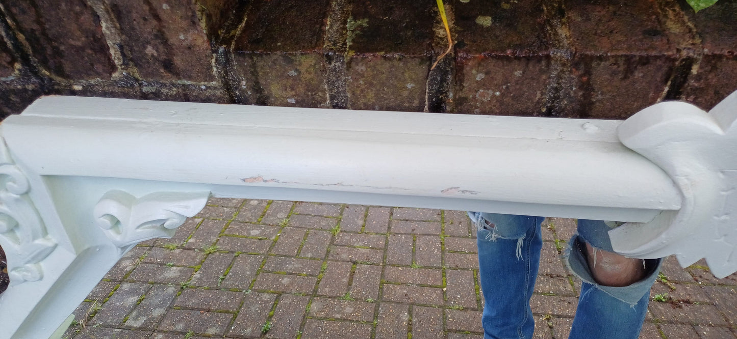 Enormous Vintage Victorian Painted Mahogany Over Mantel or Wall Mirror Light Green.