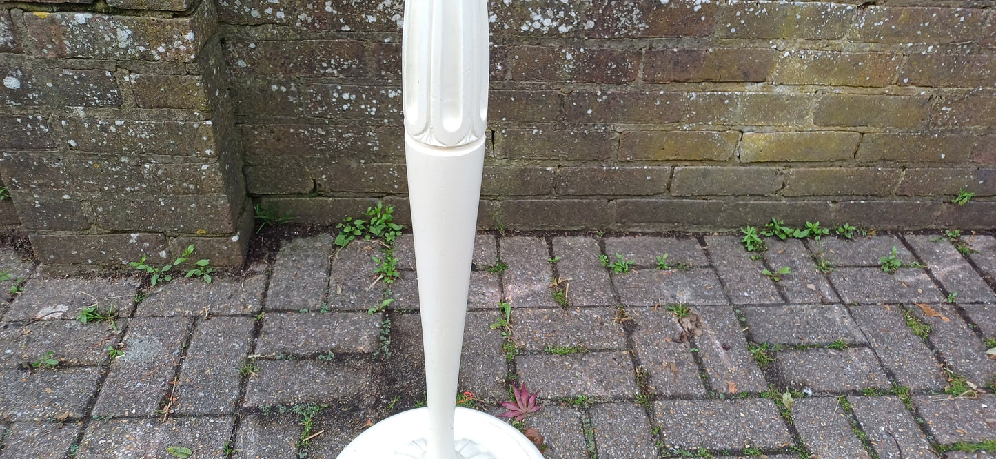 Vintage Painted Cream Standard Lamp with Carved Features Hardwood Quality.