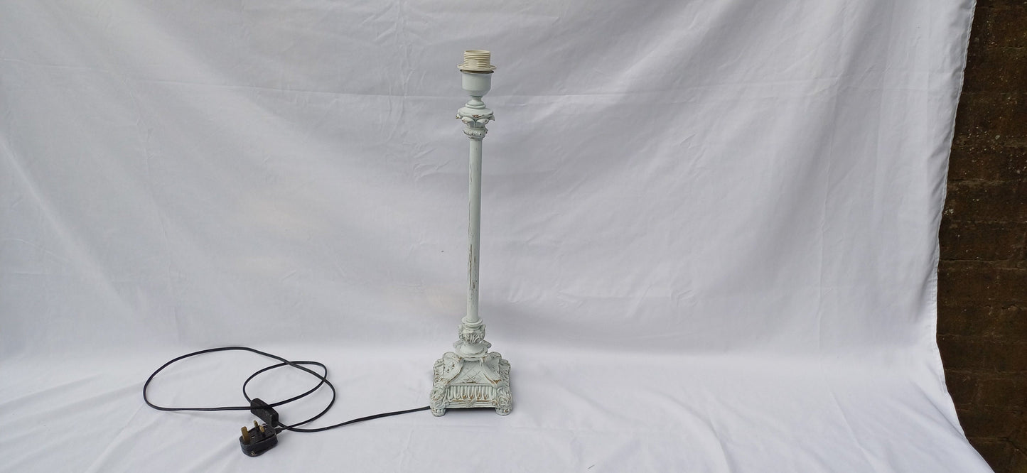 Vintage Upcycled Hand Painted Metal Standard Lamp in Farrow and Ball Light Blue Working