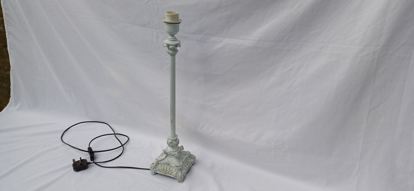 Vintage Upcycled Hand Painted Metal Standard Lamp in Farrow and Ball Light Blue Working