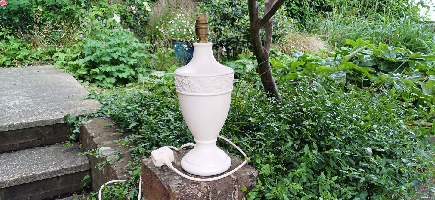 Vintage Light Cream Marks and Spencer Large Ceramic Table Lamp Working.