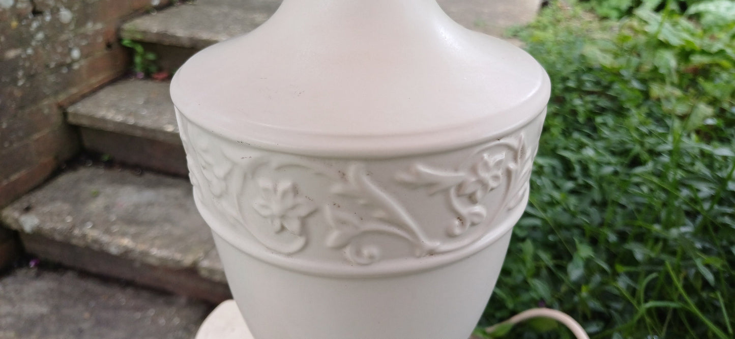 Vintage Light Cream Marks and Spencer Large Ceramic Table Lamp Working.