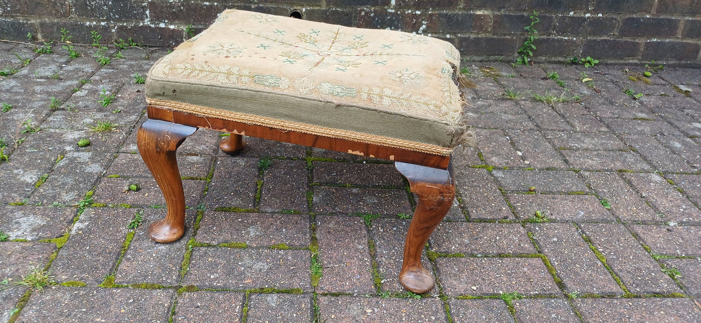 Quality Vintage Victorian Rosewood Upholstered Stool Superb Quality but Needs TLC