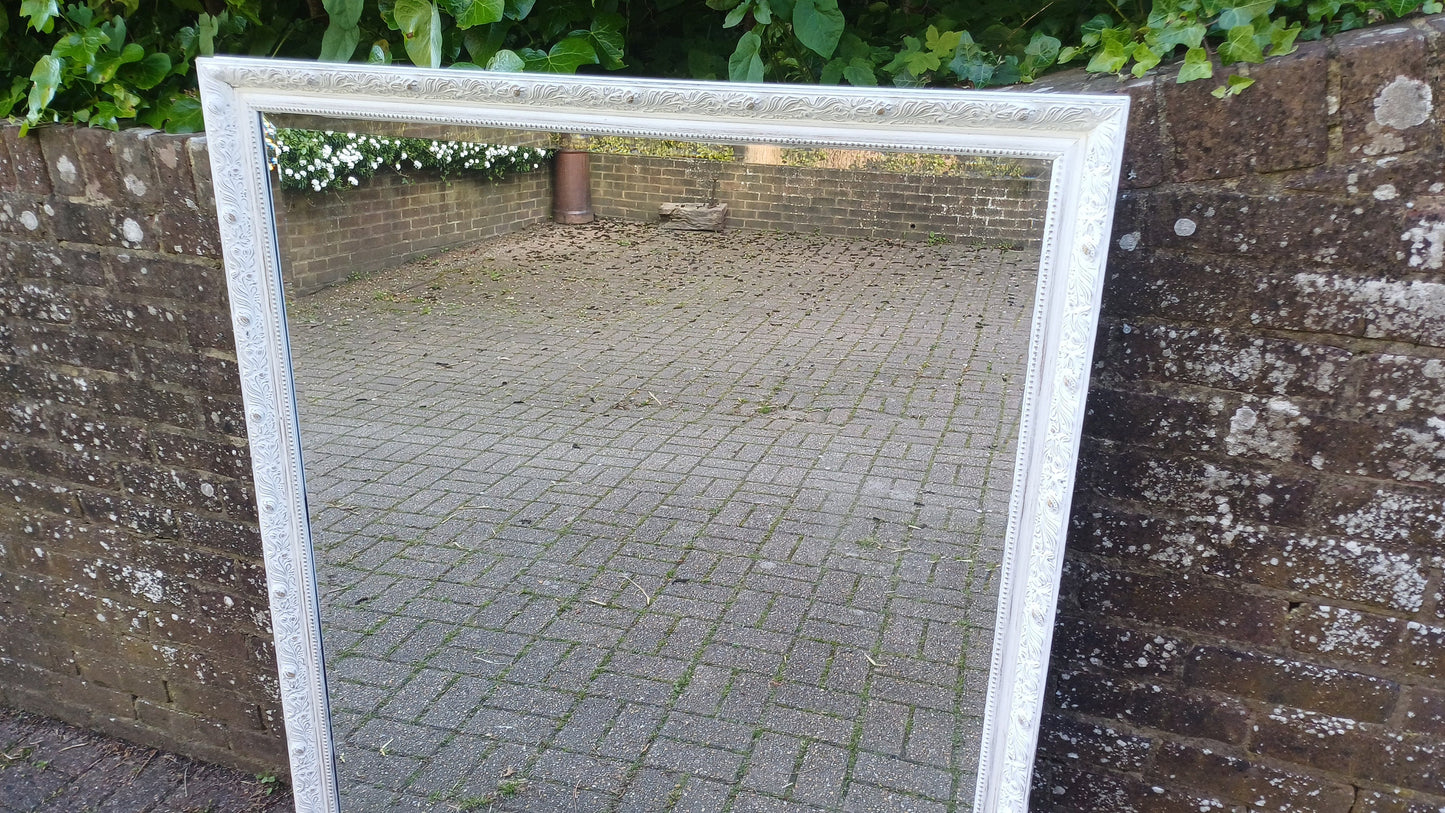 Huge Vintage Painted Shabby Chic Wall or Over Mantel Mirror Bespoke Upcycled. 132 x 102 cm