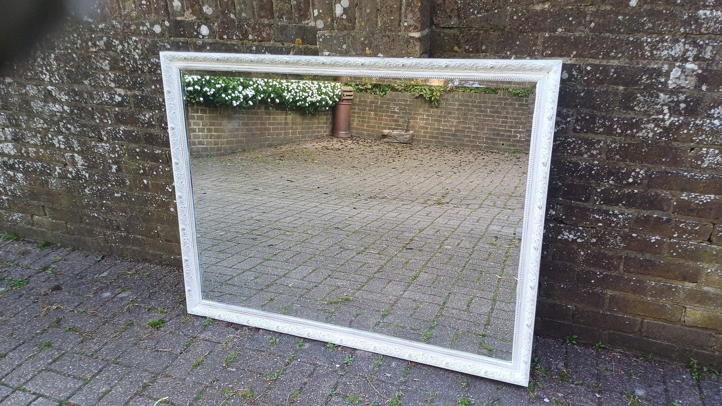 Huge Vintage Painted Shabby Chic Wall or Over Mantel Mirror Bespoke Upcycled. 132 x 102 cm