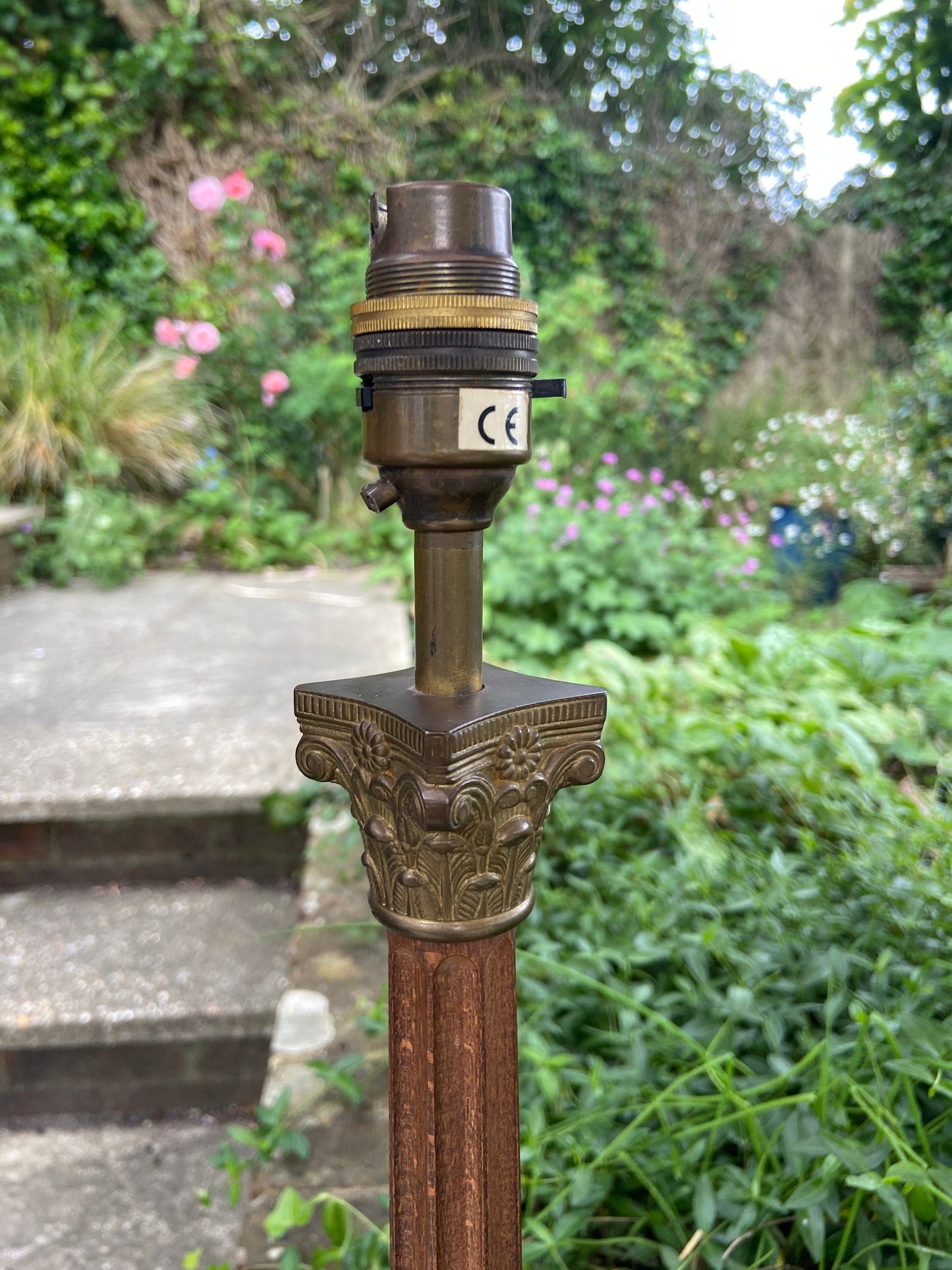 Laura Ashley metal and wood effect vintage table lamp - needs new bayonet fitment