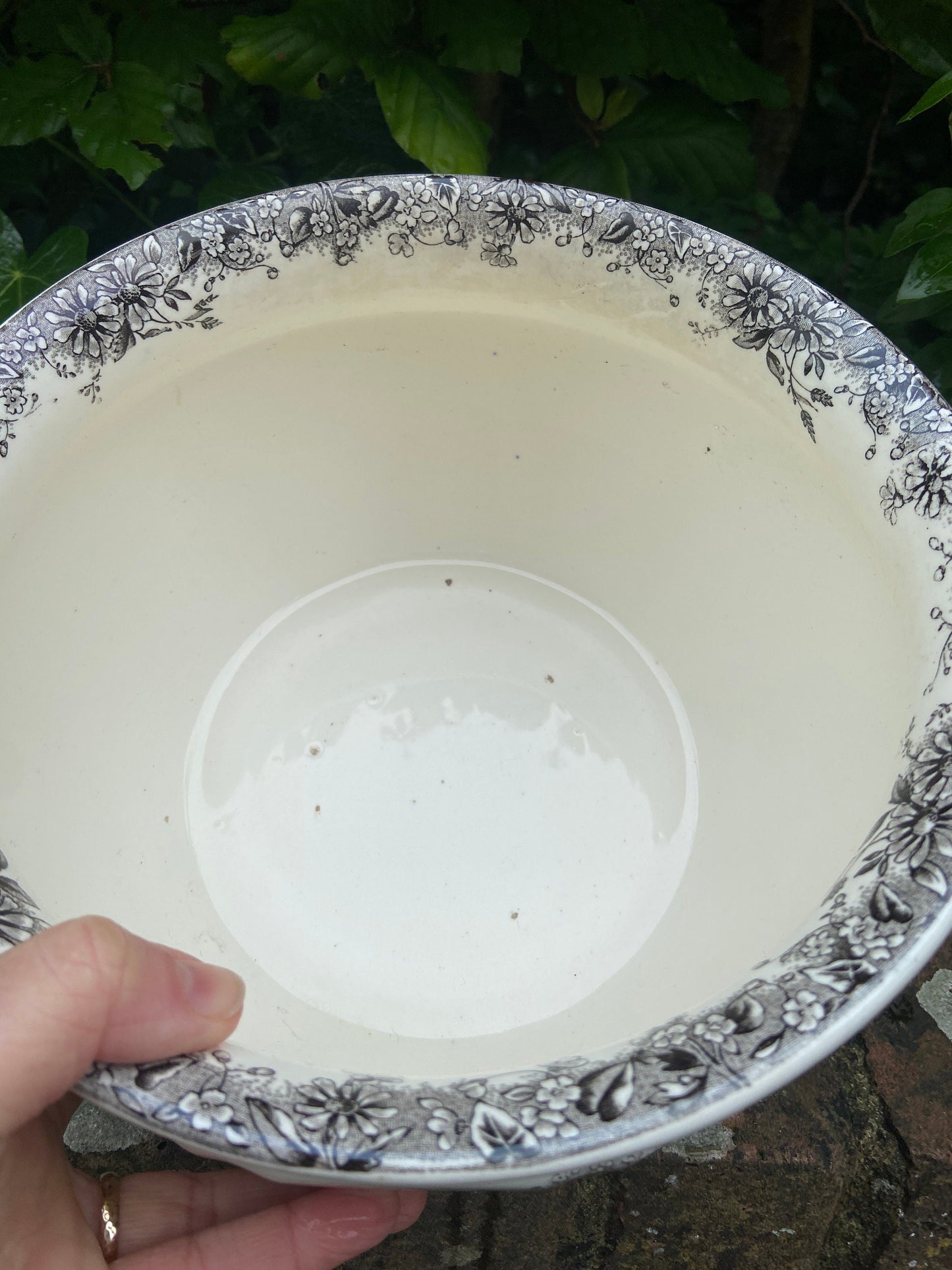 Vintage Black and White chamber pot indoor planter, plant pot, potty, plantpot - made by K & C, Meadow Sweet
