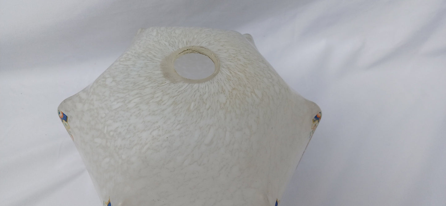 Large Vintage Mottled Early 20th Century Glass Lampshade