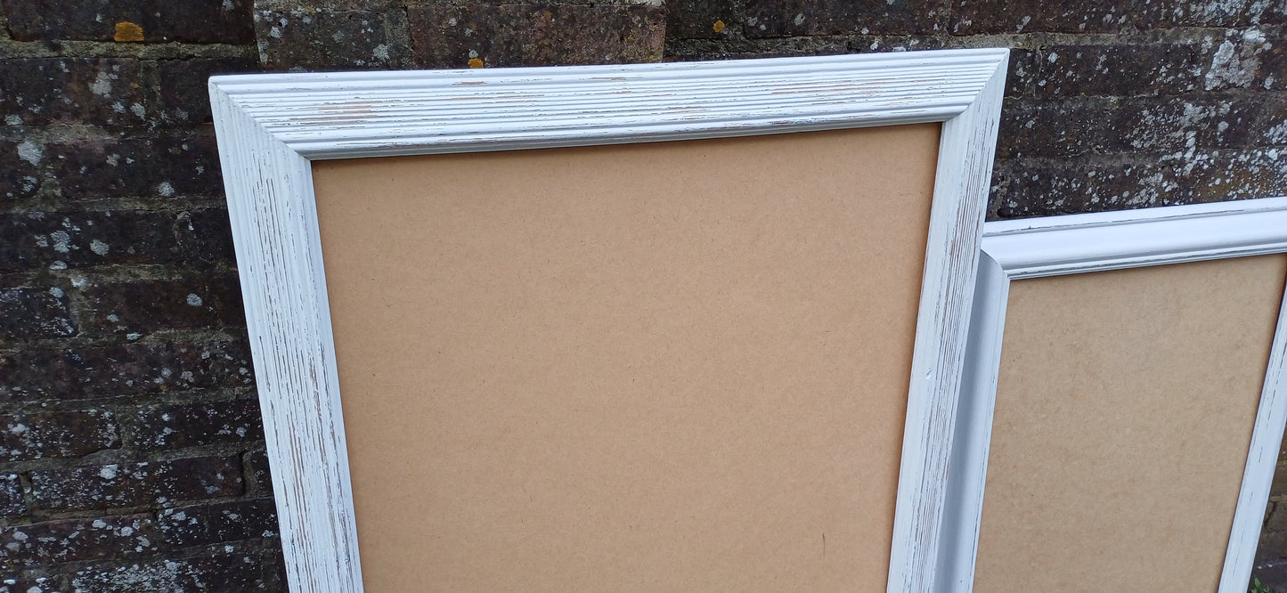 Pair of Huge Upcycled Painted Picture or Mirror Frames in Farrow and Ball Light Grey Ammonite