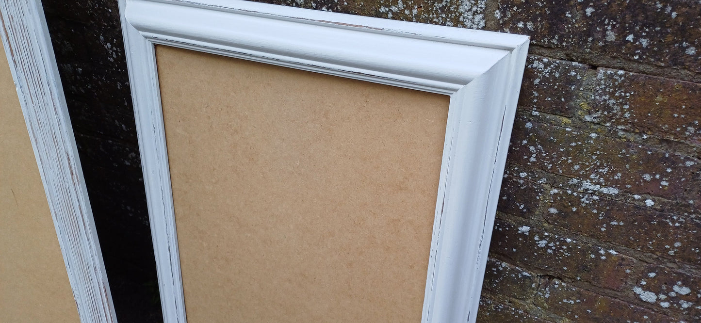 Pair of Huge Upcycled Painted Picture or Mirror Frames in Farrow and Ball Light Grey Ammonite