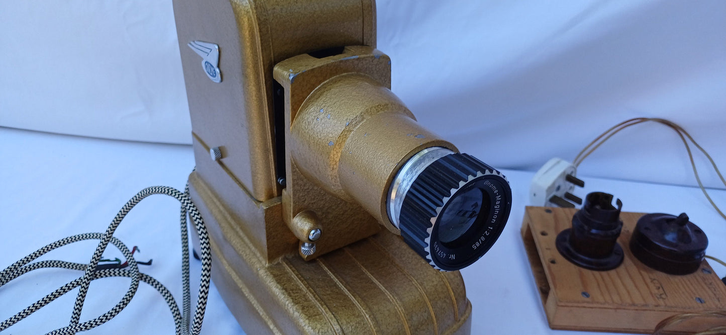 Wonderful Vintage ‘Gnome’ Gold Iron Projector with Independent Bespoke Bakelite Light and Switch.