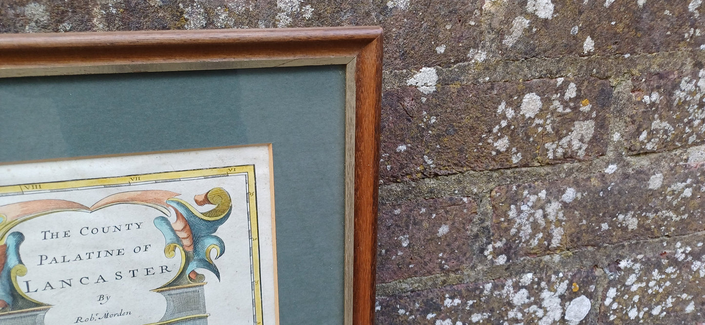 Palatine of Lancaster Copper Plate Engraving Map, handpainted. By Rob Morden for Abel Swale Awnsham and John Churchill