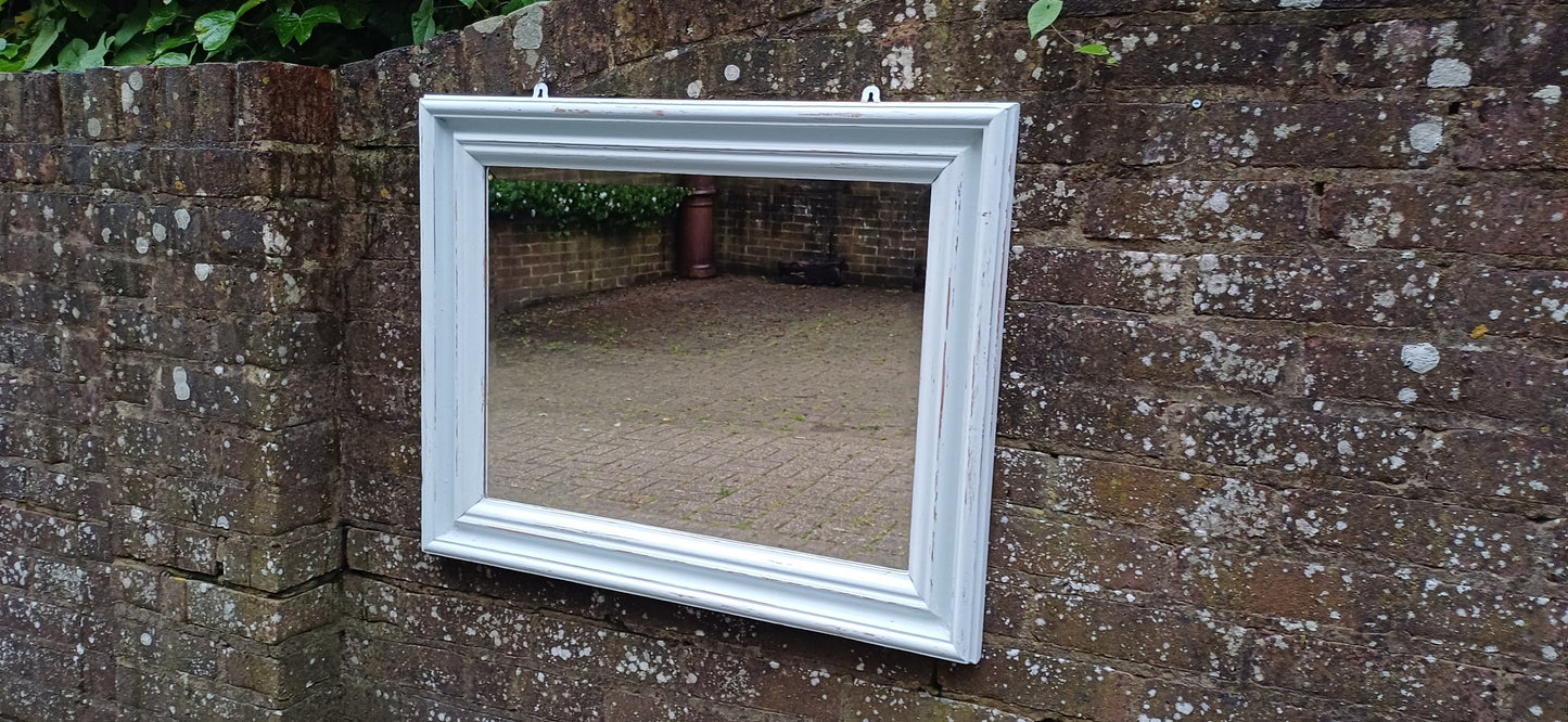Huge Vintage Painted Shabby Chic Wall or Over Mantel Mirror Bespoke Upcycled. Farrow and Ball Light Blue