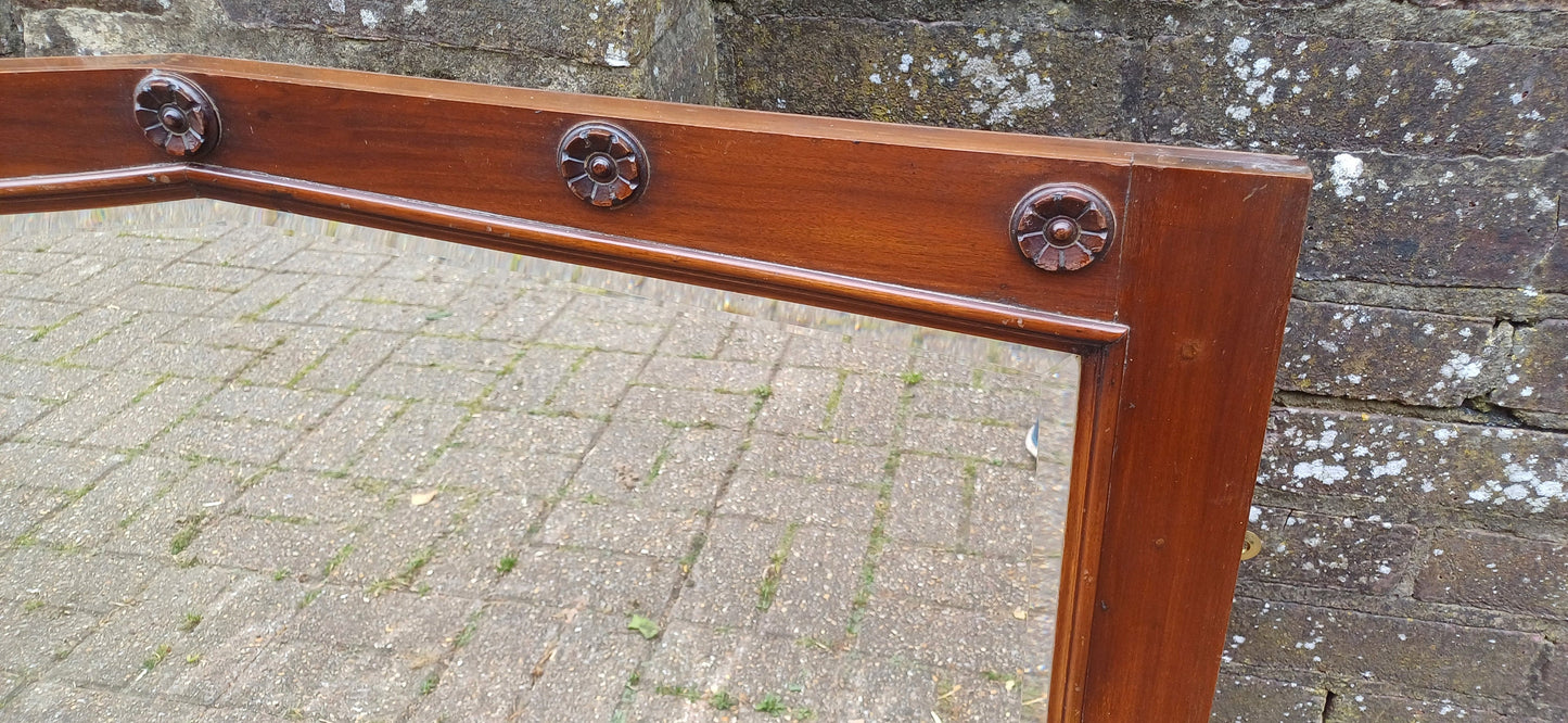Huge Vintage Oak Wall Mirror Over Mantel