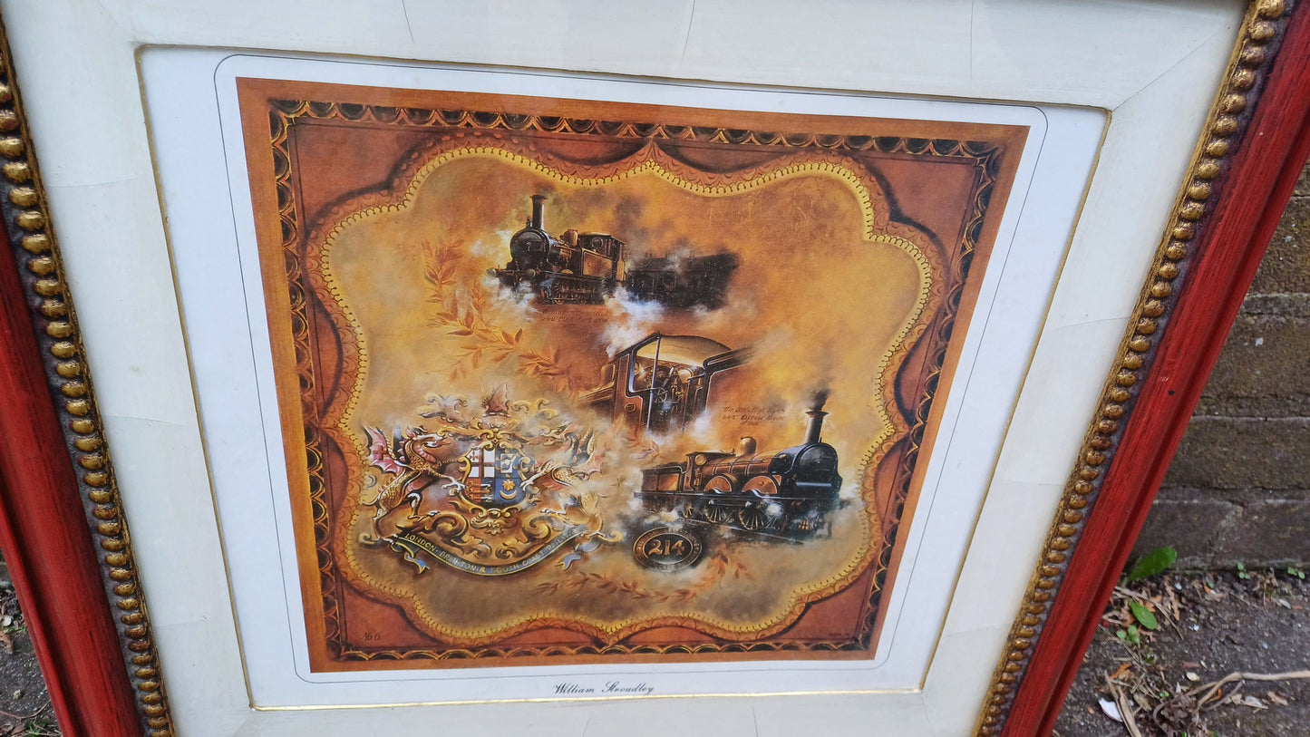 Steam Engines and Train lovers Delight - vintage prints of steam engines professionally framed as a set - Industrial Revolution, Engineering
