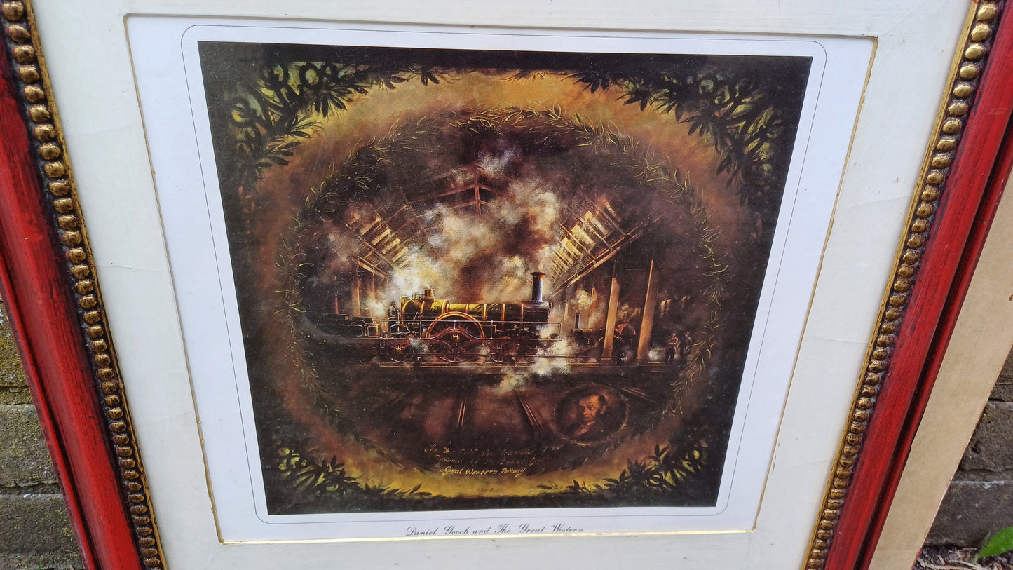 Steam Engines and Train lovers Delight - vintage prints of steam engines professionally framed as a set - Industrial Revolution, Engineering