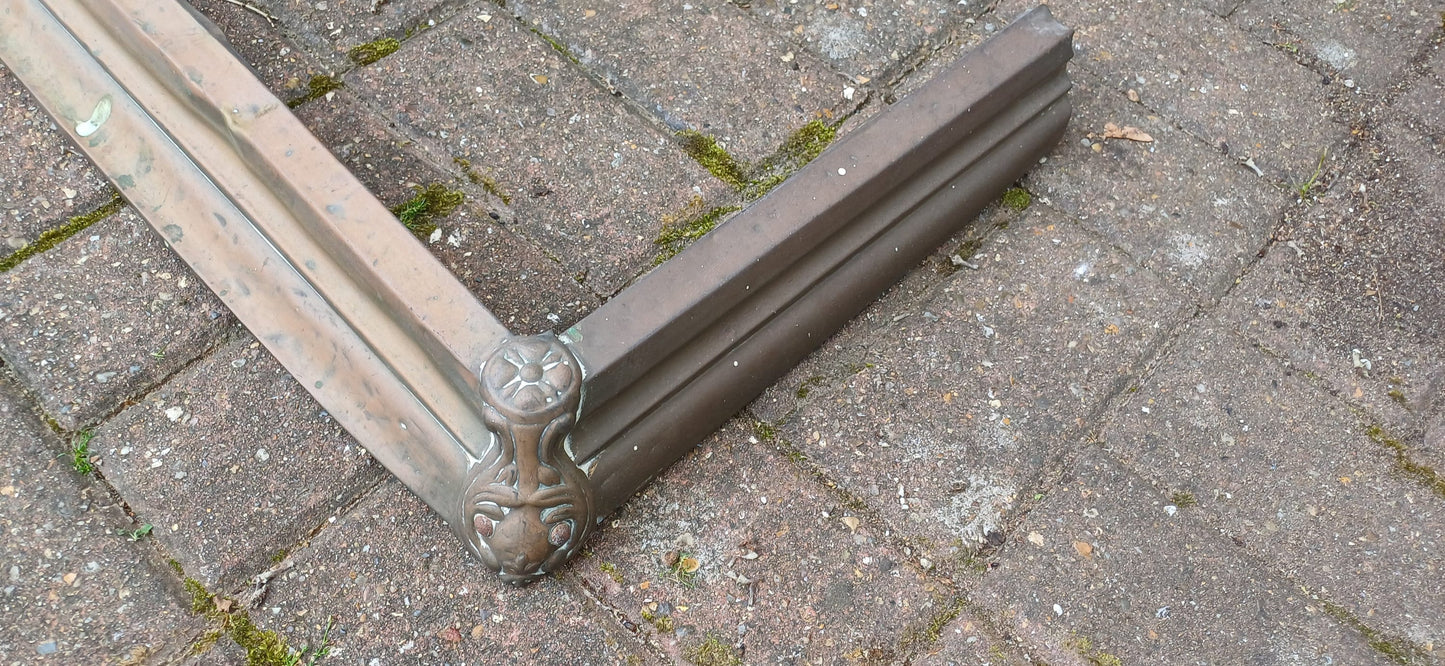 Vintage Age Worn Brass Fender Fire Guard Fireplace.