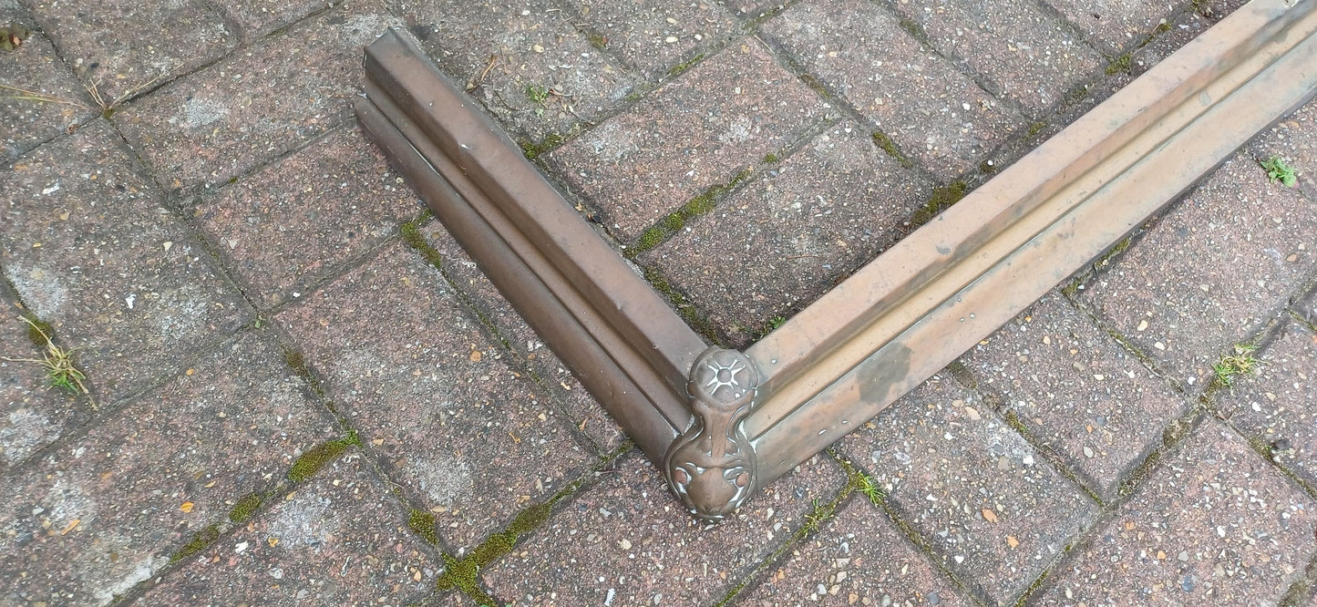 Vintage Age Worn Brass Fender Fire Guard Fireplace.