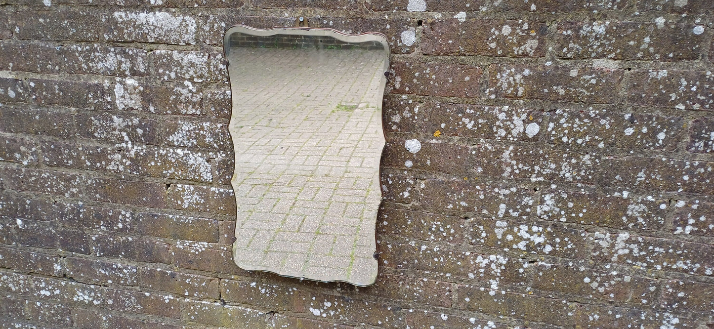 Vintage Retro Frameless Shaped Art Deco Wall Mirror