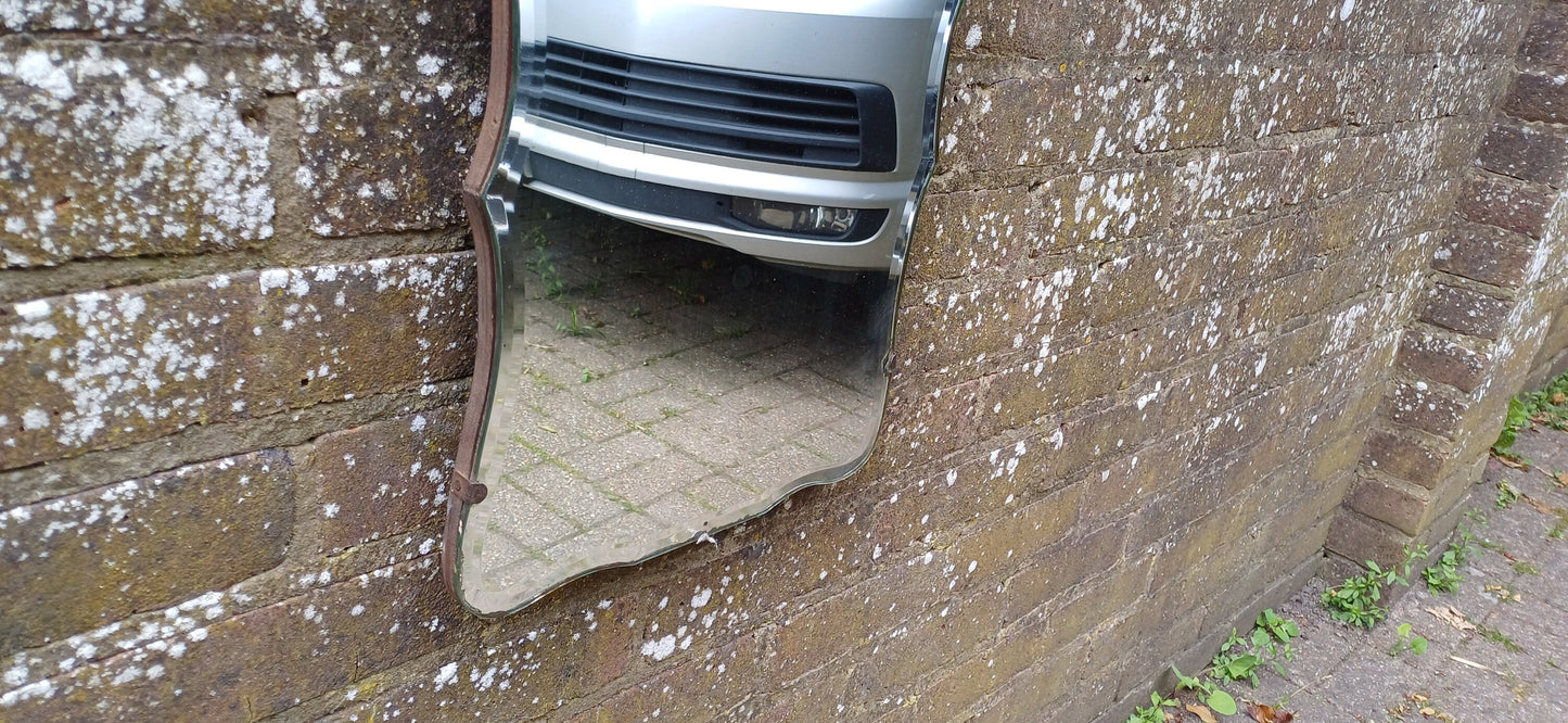 Vintage Retro Frameless Shaped Art Deco Wall Mirror