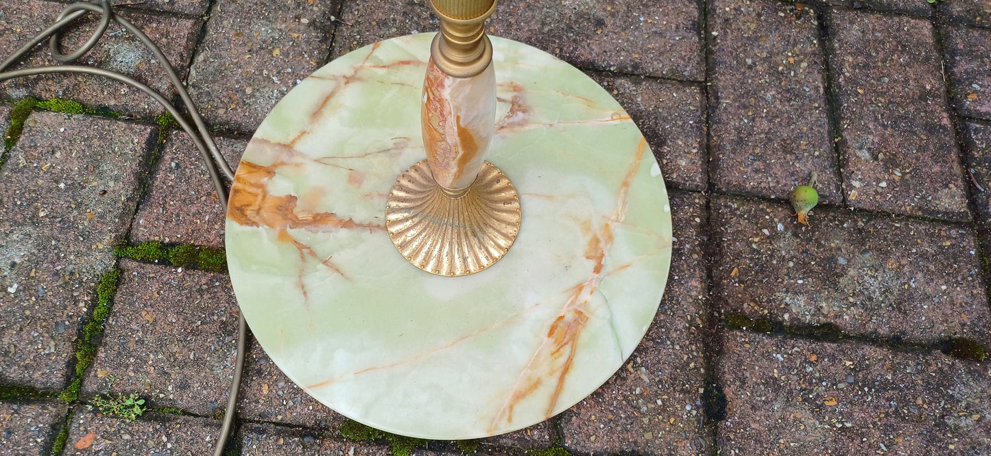 Classic 70s Working Onyx and Gold Standard Lamp.