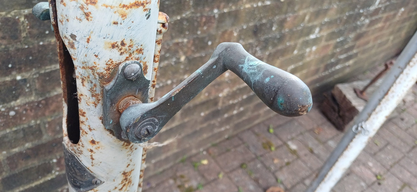 Pair of Vintage Iron Victorian Tennis Net Posts Multun-in- Parvo’ Halifax. Architectural Antique