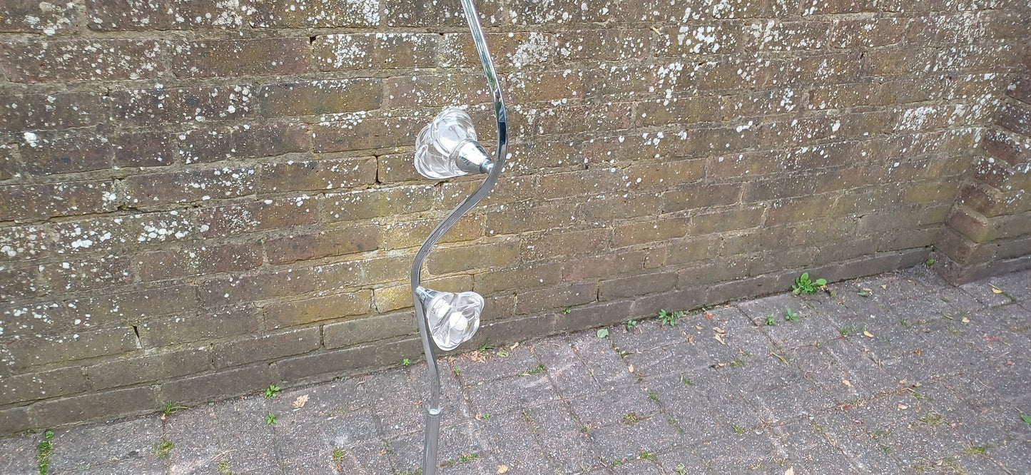 Retro Style Chrome Effect Standard Lamp PAT Tested Floral Shades.