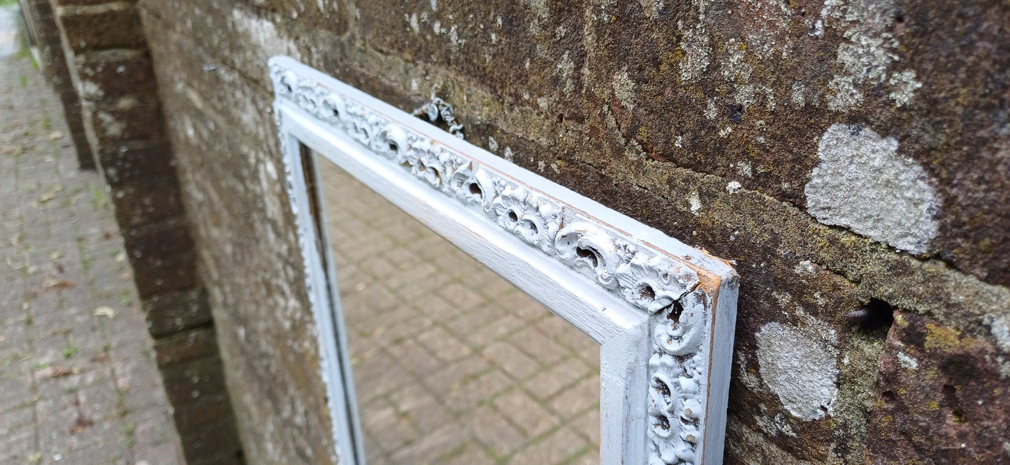 Vintage Ornate Painted Mirror Hand Painted and Upcycled in Farrow and Ball Borrowed Light, Light Blue.