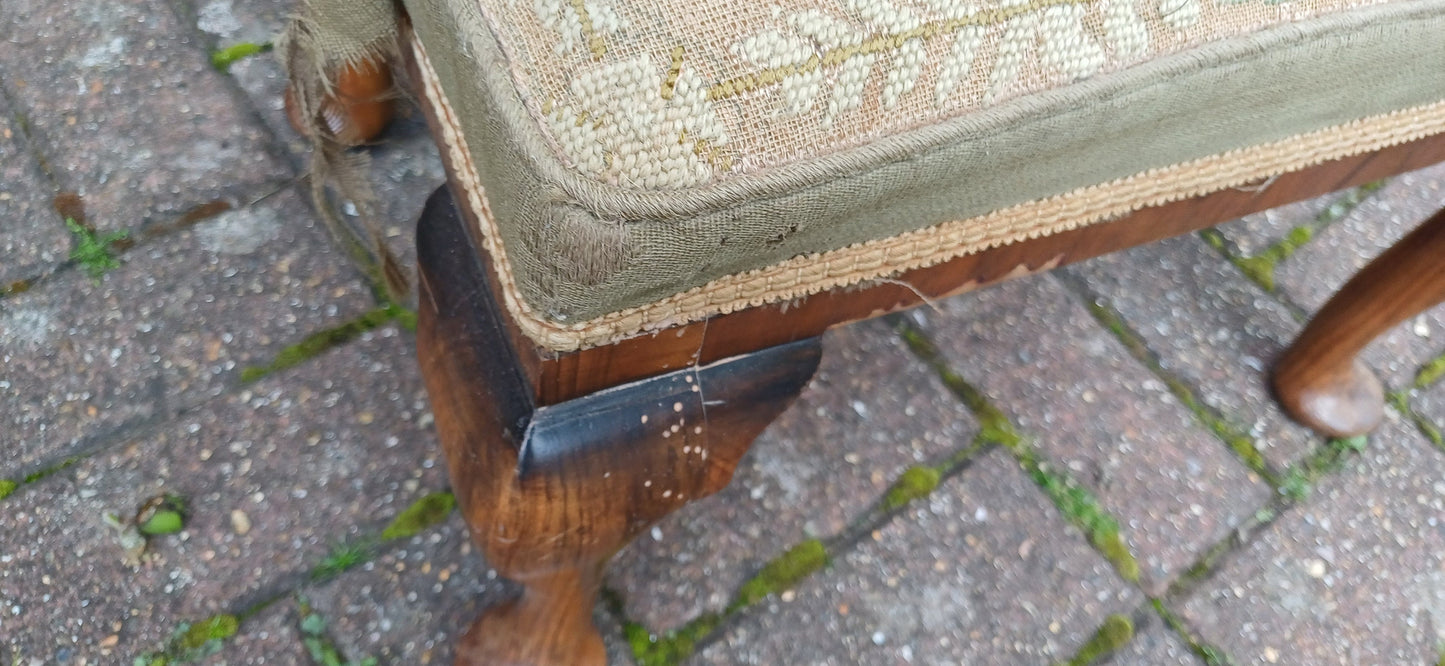 Quality Vintage Victorian Rosewood Upholstered Stool Superb Quality but Needs TLC